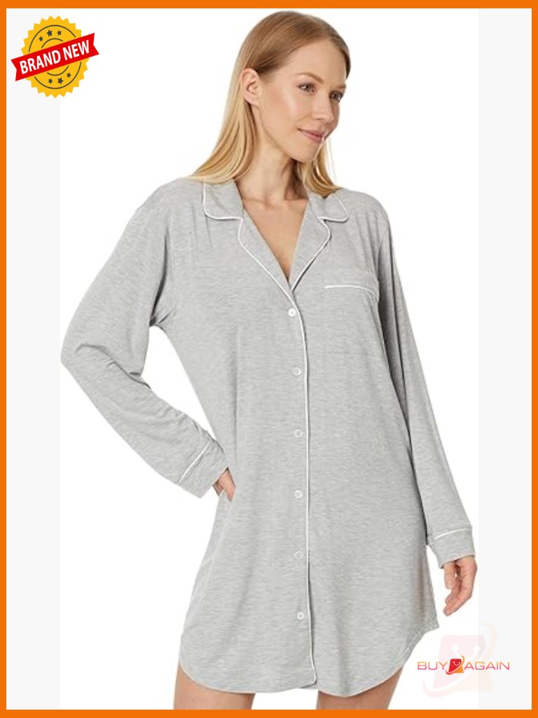 Classic Sleepshirt With Contrasting Piping In Soft Modal Jersey